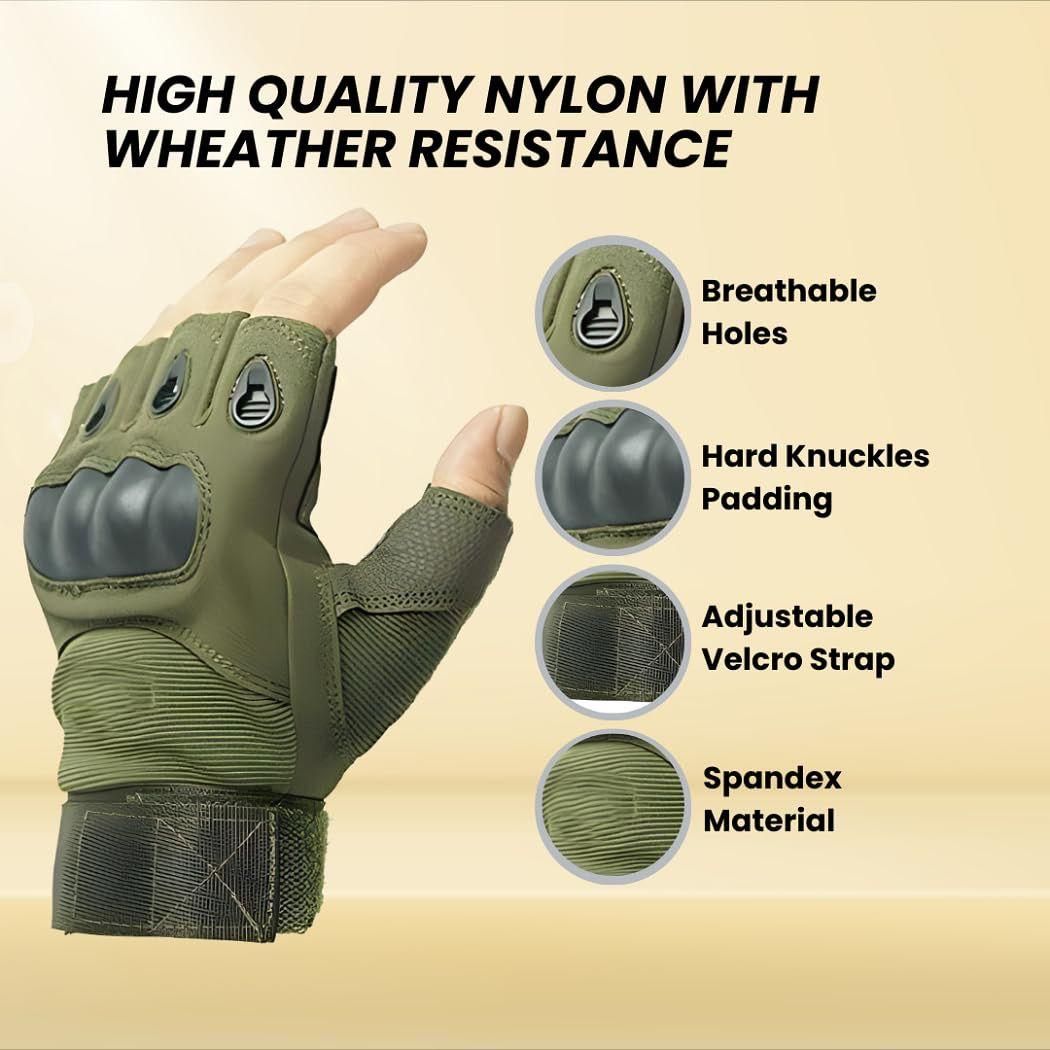 Tactical Motorcycle Gloves — Half-Finger with Knuckle Protection