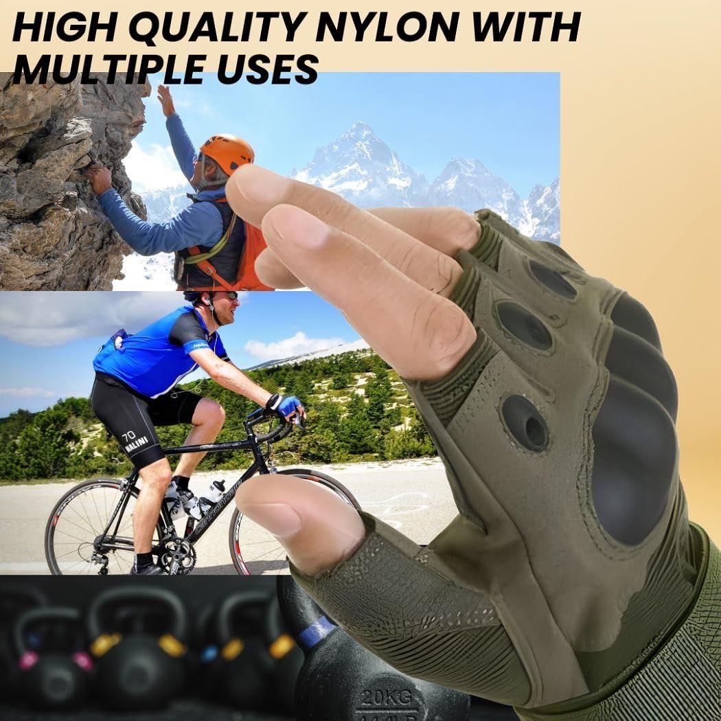 Tactical Motorcycle Gloves — Half-Finger with Knuckle Protection
