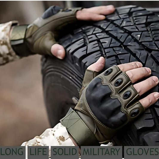 Tactical Motorcycle Gloves — Half-Finger with Knuckle Protection
